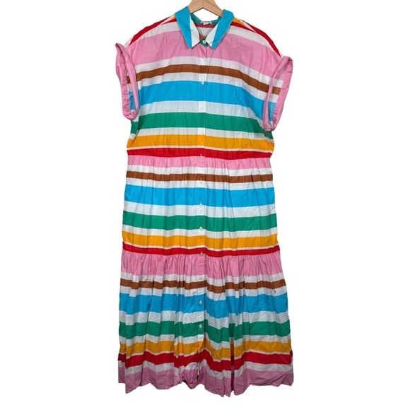 J. Crew Dresses & Skirts - J.Crew Multicolor Striped Maxi Dress Women's Size 16 Shirt Dress